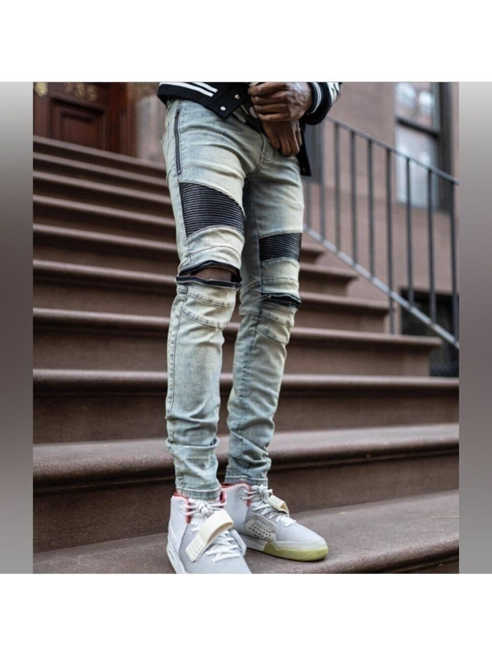 Hyper Denim Bleach Blue Paint Slim Tapered Jeans Men’s 34 NEW w/TAGS
